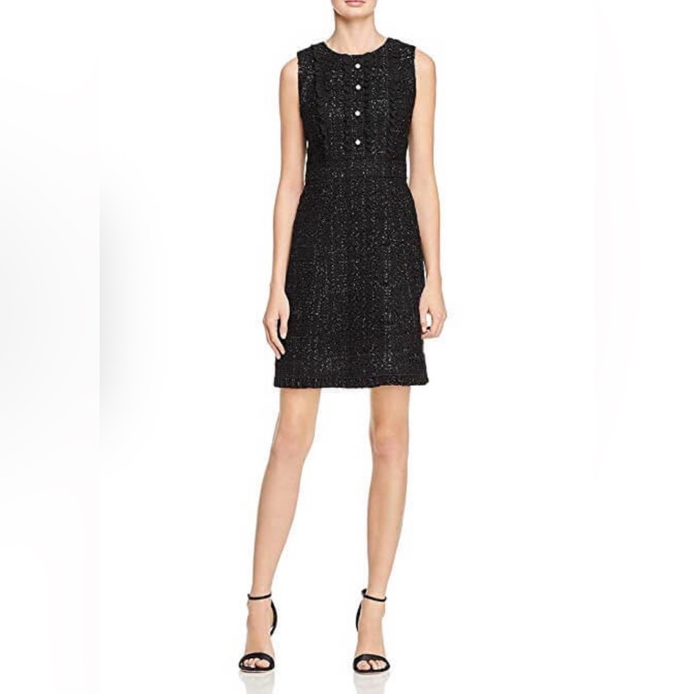 Kate Spade Black Sparkle Tweed Sleeveless Shift Dress